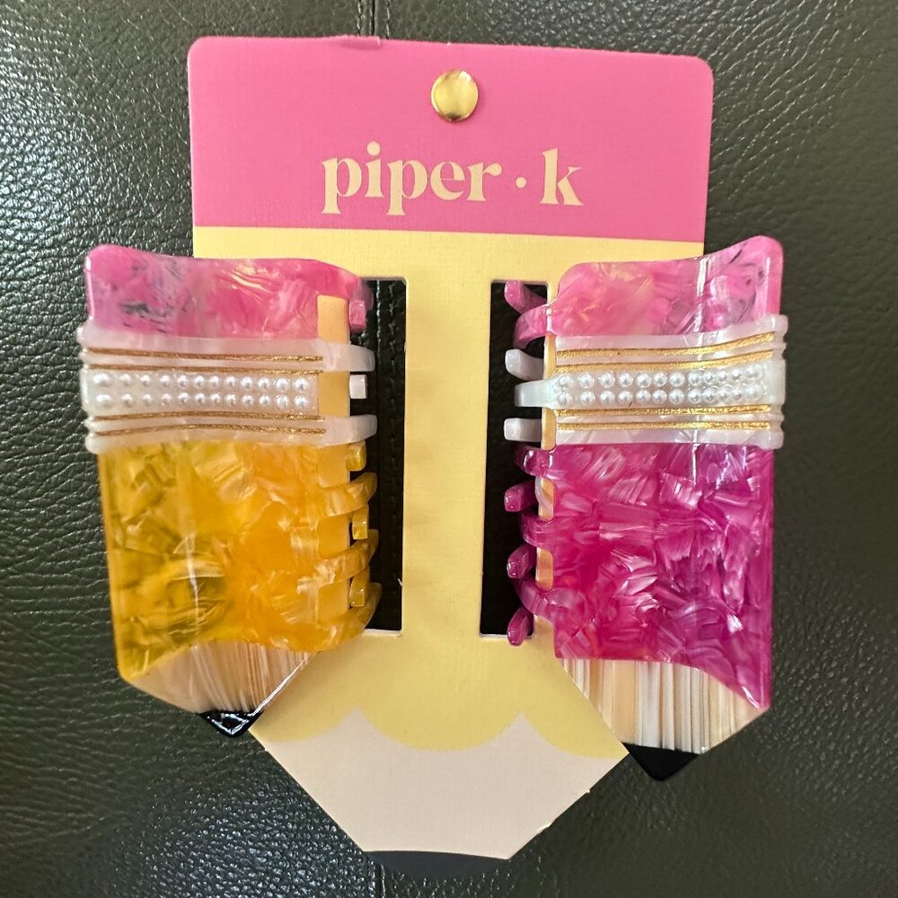 NWT Piper K  Yellow & Pink Pencil Hair Clips